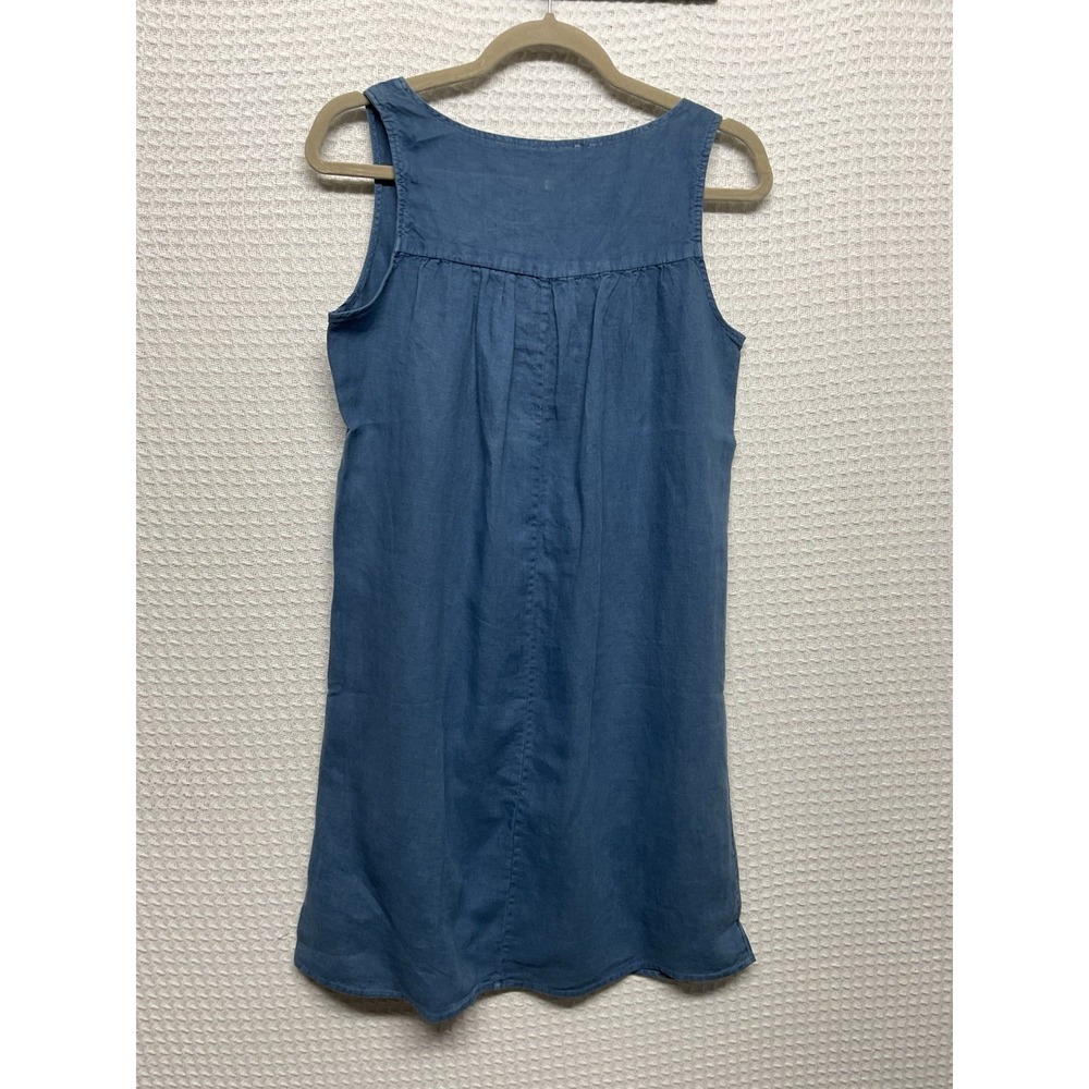 Artisan 100% Linen Jean Women's Small Denim Dress Mini Y2K‎ Spring Summer Beach - Picture 7 of 8